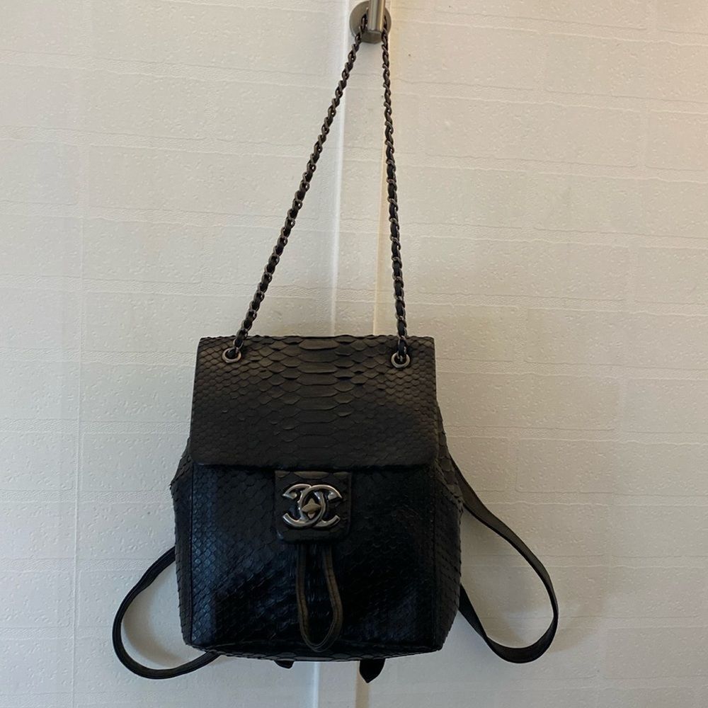 Justified Hunt real python skin “Chanel” style backpack